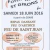 Affiche feu de la st jean du 18 juin 2016