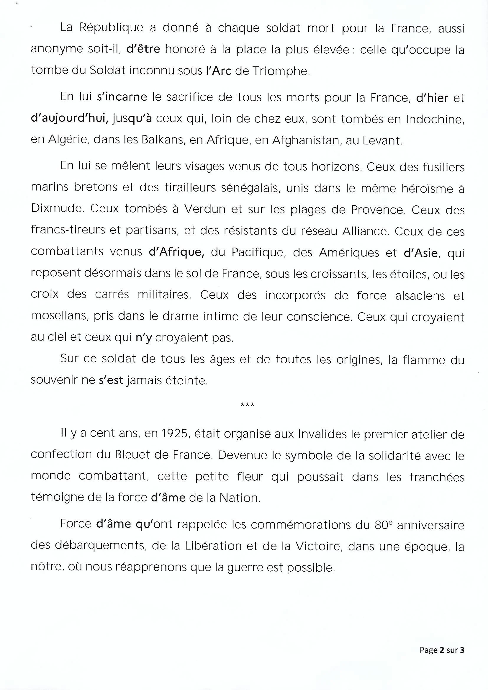 Message du 11 novembre 2025 suite