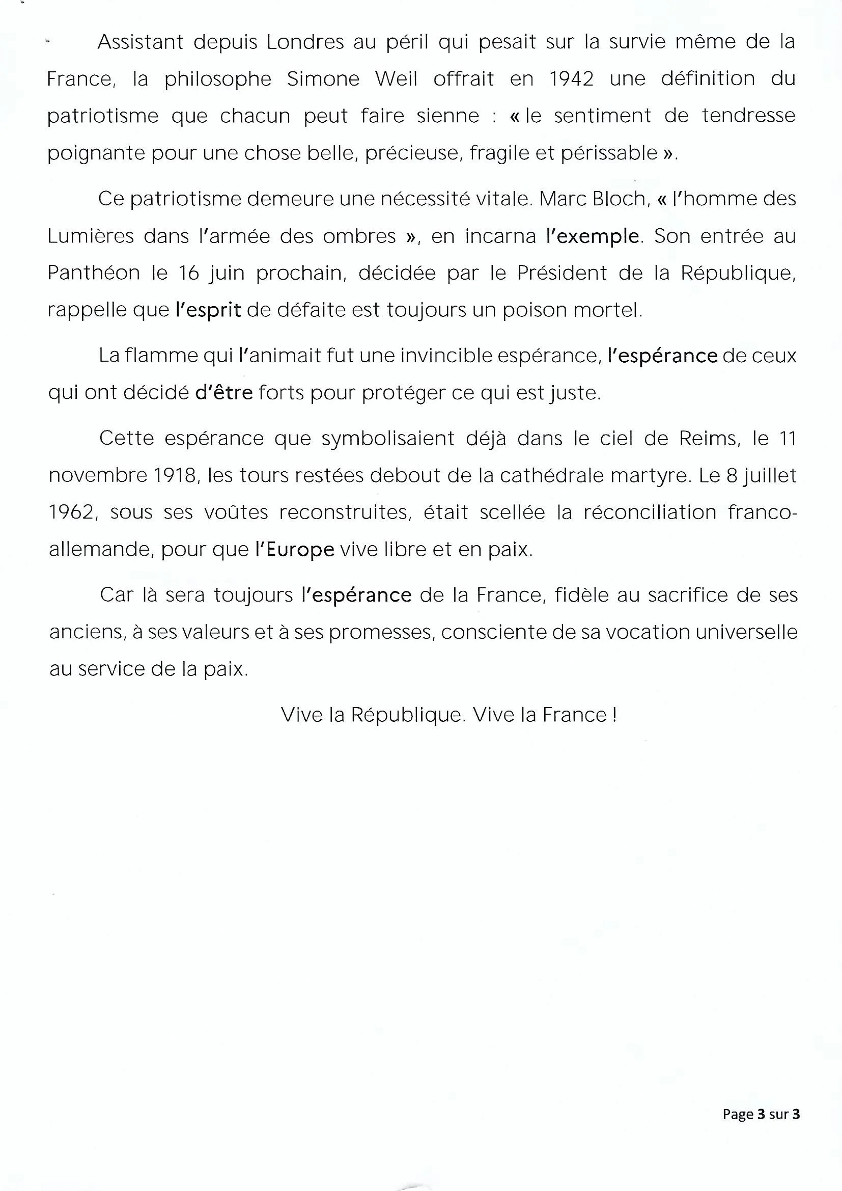 Message du 11 novembre 2025 fin